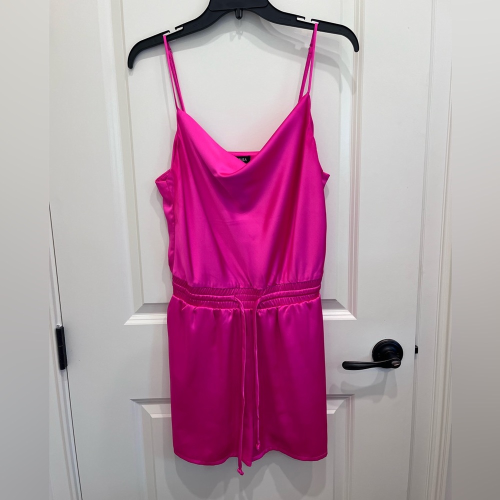 Pink satin romper